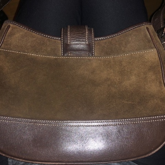 Coach Brown Suede & Leather Handbag - Picture 4 of 5